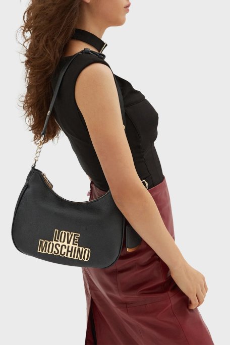 Love Moschino Logolu Ayarlanabilir Zincir Askılı Bayan Çanta JC4335PP0LKO0000 SİYAH - Love Moschino (1)