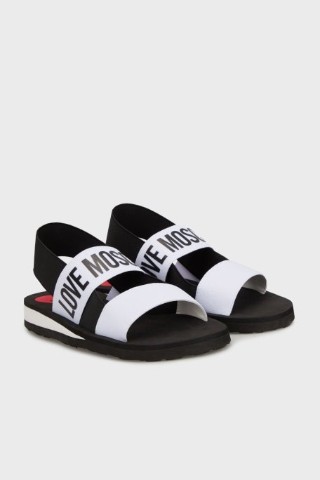 Love Moschino Logolu Çift Bantlı Bayan Sandalet JA16033G0MJN410A SİYAH-BEYAZ - Love Moschino (1)