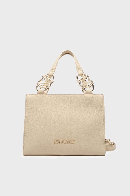 Love Moschino Logolu Çıkarılabilir Askılı Bayan Çanta JC4006PP1OLB0129 BEJ - Love Moschino