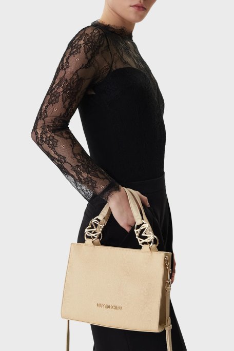 Love Moschino Logolu Çıkarılabilir Askılı Bayan Çanta JC4006PP1OLB0129 BEJ - Love Moschino (1)