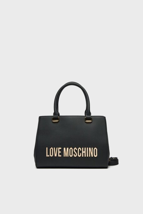 Love Moschino Logolu Çıkarılabilir Askılı Bayan Çanta JC4022PP1LKD0000 SİYAH - Love Moschino