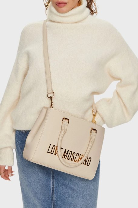Love Moschino Logolu Çıkarılabilir Askılı Bayan Çanta JC4022PP1LKD0110 TAŞ - Love Moschino (1)