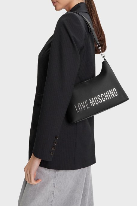 Love Moschino Logolu Çıkarılabilir Askılı Bayan Çanta JC4025PP1NKD000B SİYAH - Love Moschino (1)