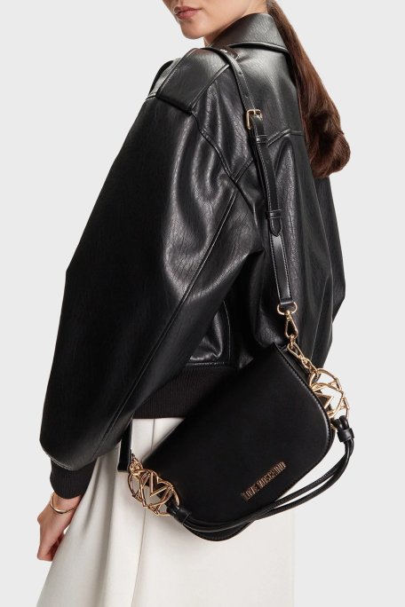 Love Moschino Logolu Çıkarılabilir Askılı Bayan Çanta JC4049PP1NLF0000 SİYAH - Love Moschino (1)