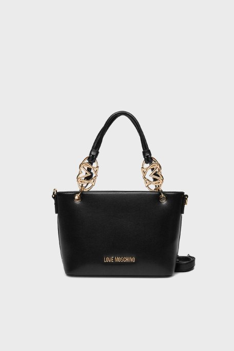 Love Moschino Logolu Çıkarılabilir Askılı Bayan Çanta JC4052PP1MLF0000 SİYAH - Love Moschino