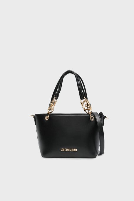 Love Moschino Logolu Çıkarılabilir Askılı Bayan Çanta JC4052PP1NLF0000 SİYAH - Love Moschino