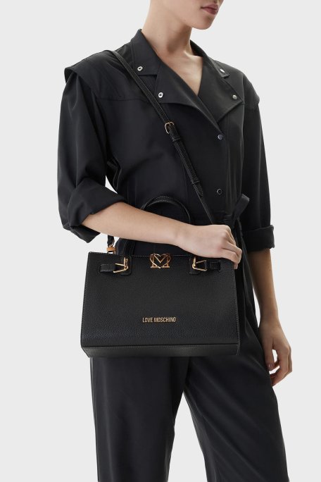 Love Moschino Logolu Çıkarılabilir Askılı Bayan Çanta JC4126PP1OLM0000 SİYAH - Love Moschino (1)