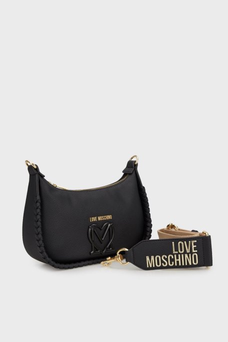 Love Moschino Logolu Çıkarılabilir Askılı Bayan Çanta JC4128PP1MLJ0000 SİYAH - Love Moschino