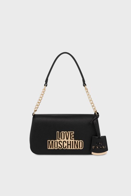 Love Moschino Logolu Çıkarılabilir Askılı Bayan Çanta JC4337PP0LKO0000 SİYAH - Love Moschino