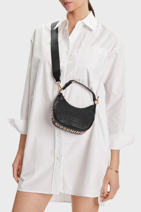 Love Moschino Logolu Çıkarılabilir Askılı Mini Bayan Çanta JC4019PP1NLT0000 SİYAH - Love Moschino (1)