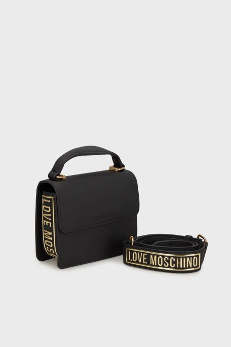 Love Moschino Logolu Çıkarılabilir Askılı Mini Bayan Çanta JC4289PP1NL1400A SİYAH - Love Moschino