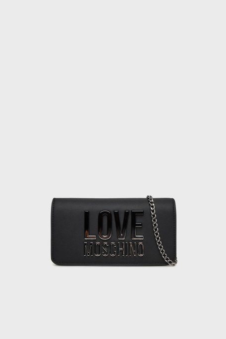 Love Moschino Logolu Çıkarılabilir Zincir Askılı Bayan Çanta JC5728PP0MKD000B SİYAH - Love Moschino