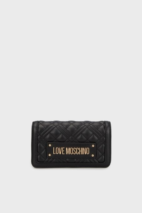 Love Moschino Logolu Çıkarılabilir Zincir Askılı Portföy Bayan Cüzdan JC5681PP1NLA0000 SİYAH - Love Moschino