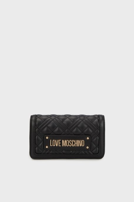 Love Moschino Logolu Çıkarılabilir Zincir Askılı Portföy Bayan Cüzdan JC5681PP1NLA0000 SİYAH - Love Moschino