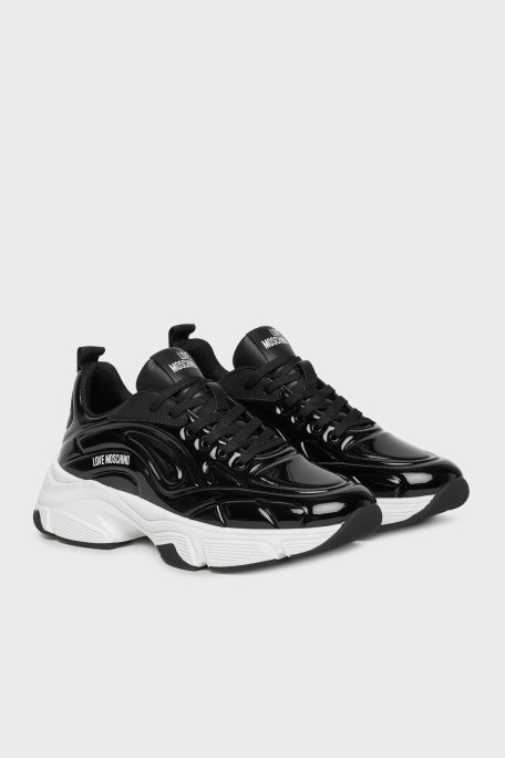 Love Moschino Logolu Deri Kalın Taban Sneaker Bayan Ayakkabı JA15376G0NJT000A SİYAH - Love Moschino (1)