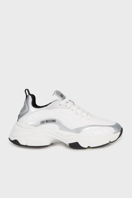 Love Moschino Logolu Deri Kalın Tabanlı Sneaker Bayan Ayakkabı JA15376G0NJT010A BEYAZ - Love Moschino