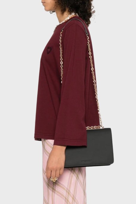 Love Moschino Logolu Hakiki Deri Karışımlı Zincir Askılı Bayan Çanta JC4288PP1NL1400A SİYAH - Love Moschino (1)