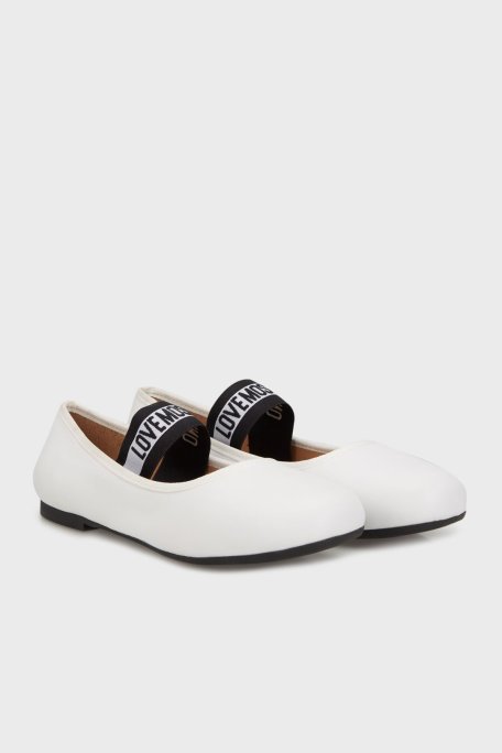 Love Moschino Logolu Hakiki Deri Tek Bantlı Babet Bayan Ayakkabı JA11071G0MIE0100 BEYAZ - Love Moschino (1)