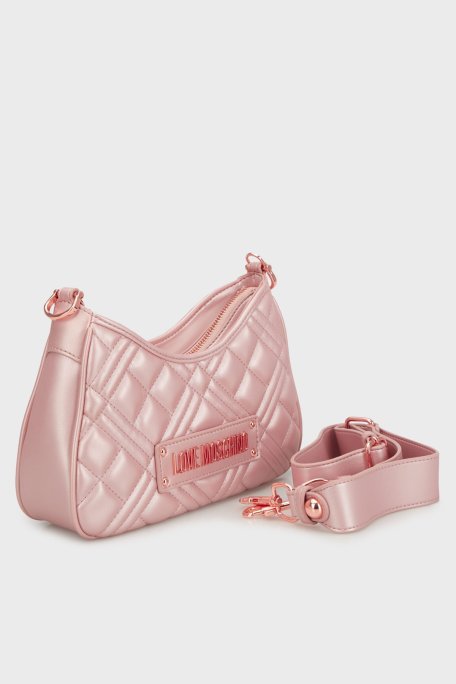 Love Moschino Logolu Kapitoneli Çıkarılabilir Omuz Askılı Bayan Çanta JC4152PP1MLA197A PEMBE - Love Moschino
