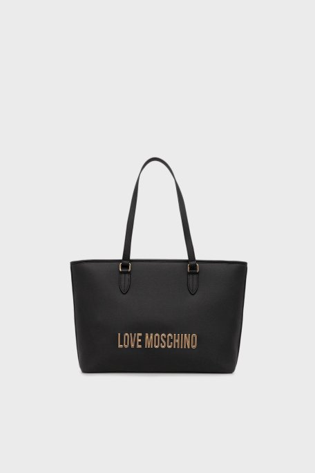 Love Moschino Logolu Sabit Çift Tutma Saplı Büyük Bayan Çanta JC4190PP1NKD0000 SİYAH - Love Moschino
