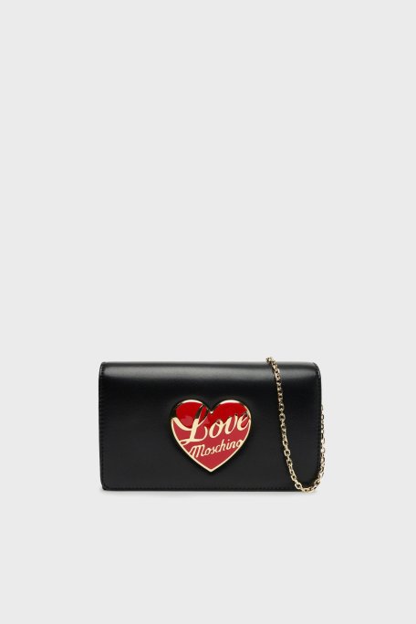 Love Moschino Logolu Sabit Zincir Askılı Mini Bayan Çanta JC4186PP1NLP0000 SİYAH - Love Moschino