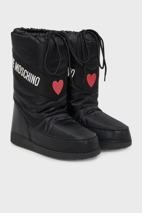 Love Moschino Logolu Suya Dayanıklı Büzgülü Bayan Kar Botu JA24032G0NISA000 SİYAH - Love Moschino (1)