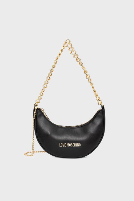 Love Moschino Logolu Taş Detaylı Çıkarılabilir Zincir Askılı Bayan Çanta JC4094PP1NLU0000 SİYAH - Love Moschino