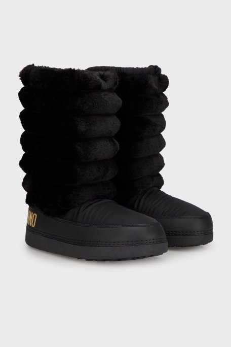 Love Moschino Logolu Yumuşak Dokulu Kapitone Detaylı Bayan Kar Botu JA24312G0LISH000 SİYAH - Love Moschino (1)