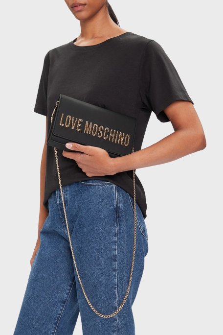 Love Moschino Logolu Zincir Askılı Bayan Çanta JC4121PP0NKD000A SİYAH - Love Moschino (1)