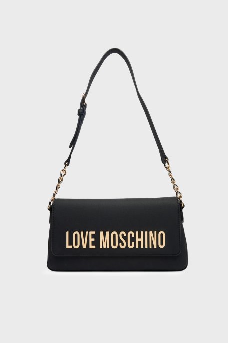 Love Moschino Logolu Zincir Detaylı Ayarlanabilir Askılı Bayan Çanta JC4109PP1OKD0000 SİYAH - Love Moschino