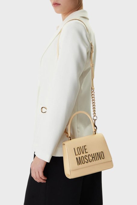Love Moschino Logolu Zincir Detaylı Çıkarılabilir Askılı Bayan Çanta JC4024PP1OKD0129 BEJ - Love Moschino (1)