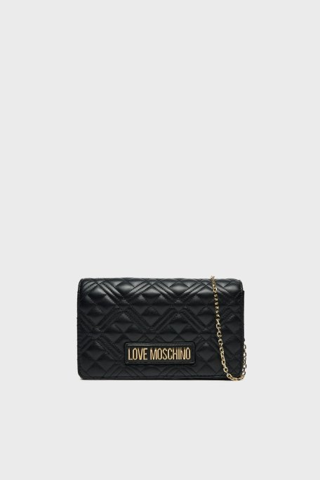 Love Moschino Parlak Kapitoneli Zincir Askılı Bayan Çanta JC4079PP1MLA0000 SİYAH - Love Moschino