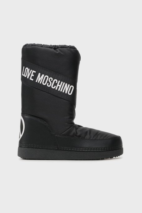 Love Moschino Suya Dayanıklı Logolu Büzgülü Bayan Kar Botu JA24032G1HISA000 SİYAH - Love Moschino