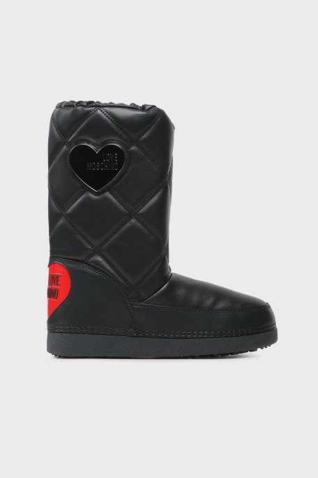 Love Moschino Suya Dayanıklı Logolu Büzgülü Bayan Kar Botu JA24172G1HIT7000 SİYAH - Love Moschino
