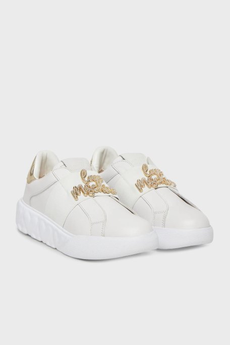 Love Moschino Taş Logolu Deri Sneaker Bayan Ayakkabı JA15064G1MIA610A BEYAZ - Love Moschino (1)