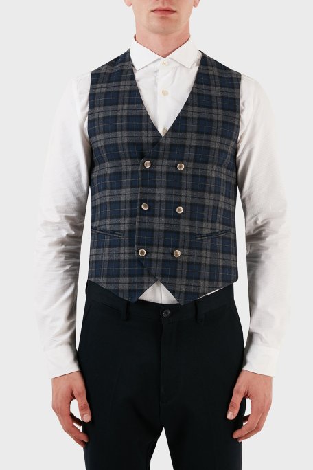 Manuel Ritz Yünlü Çift Düğmeli Erkek Yelek ZOX2111W527Y161610C97 LACİVERT - Manuel Ritz
