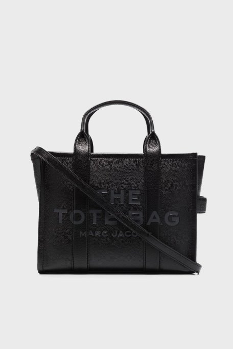 Marc Jacobs Medium Logolu Çıkarılabilir Askılı Deri Tote Bayan Çanta H004L01PF21 001 SİYAH - Marc Jacobs