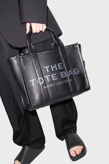 Marc Jacobs Medium Logolu Çıkarılabilir Askılı Deri Tote Bayan Çanta H004L01PF21 001 SİYAH - Marc Jacobs (1)