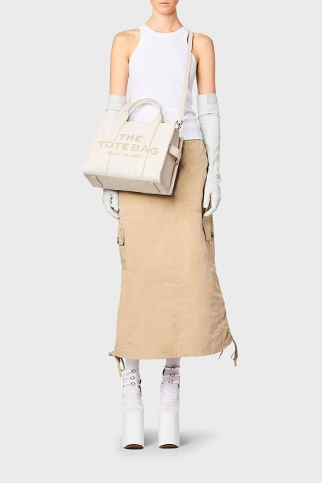 Marc Jacobs Medium Logolu Çıkarılabilir Askılı Deri Tote Bayan Çanta H004L01PF21 140 BEYAZ - Marc Jacobs (1)