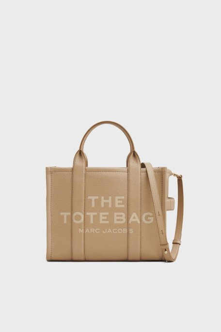 Marc Jacobs Medium Logolu Çıkarılabilir Askılı Deri Tote Bayan Çanta H004L01PF21 230 VİZON - Marc Jacobs