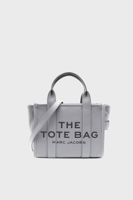 Marc Jacobs Small Tote Logolu Çıkarılabilir Askılı Deri Bayan Çanta H009L01SP21 055 GRİ - Marc Jacobs