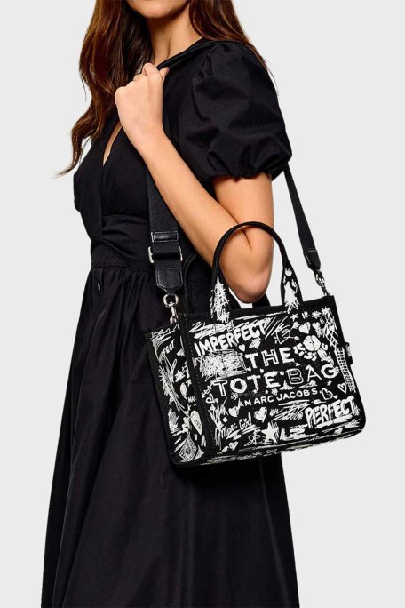 Marc Jacobs Small Tote Logolu Sabit Askılı Kadın Çanta 2S6HTT016H02 002 SİYAH-BEYAZ - Marc Jacobs (1)