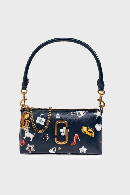 Marc Jacobs The Pochette Deri Desenli Zincir Askılı Kadın Çanta 2R5SMN016S01 411 LACİVERT - Marc Jacobs