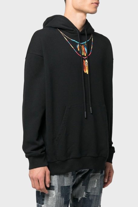 Marcelo Burlon Pamuklu Oversize Kapüşonlu Erkek Sweat CMBB040C99FLE0021025 SİYAH - Marcelo Burlon