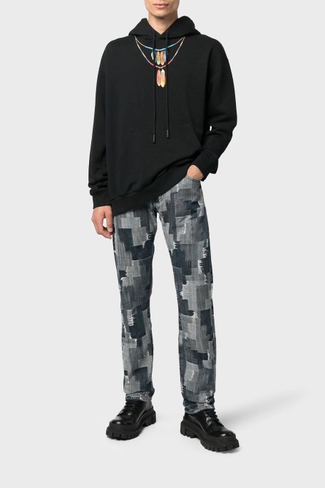 Marcelo Burlon Pamuklu Oversize Kapüşonlu Erkek Sweat CMBB040C99FLE0021025 SİYAH - Marcelo Burlon (1)