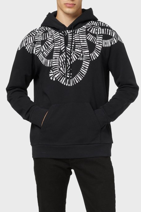 Marcelo Burlon Pamuklu Relaxed Fit Kapüşonlu Erkek Sweat CMBB007F22FLE0041001 SİYAH - Marcelo Burlon