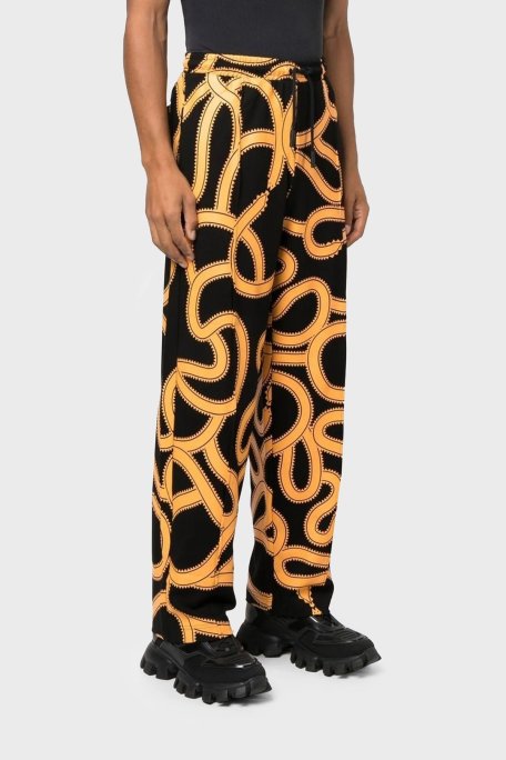 Marcelo Burlon Yılan Desenli Belden Bağlamalı Cepli Relaxed Fit Erkek Pantolon CMCJ001F22JER0011016 SİYAH-TURUNCU - Marcelo Burlon (1)