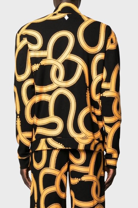 Marcelo Burlon Yılan Desenli Fermuarlı Cepli Dik Yaka Erkek Ceket CMBD007F22JER0011016 SİYAH-TURUNCU - Marcelo Burlon (1)