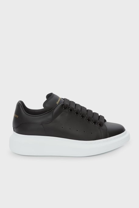 McQueen Hakiki Deri Kalın Tabanlı Sneaker Kadın Ayakkabı 553770 WIAIG 1002 SİYAH - McQueen