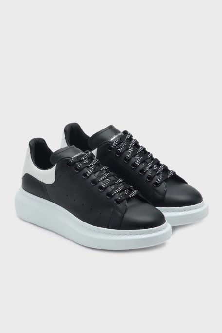 McQueen Logolu Deri Sneaker Erkek Ayakkabı 553680WIEEN 1070 SİYAH-BEYAZ - McQueen (1)